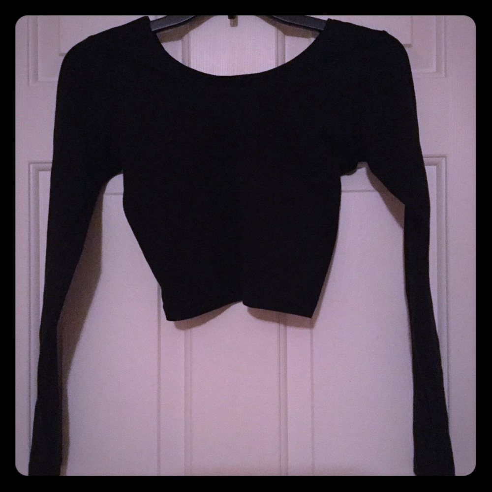 Long sleeve black crop top- American Apparel
